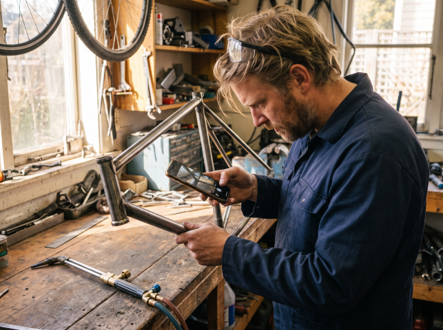 Timmerman / Schrijnwerker met smartphone